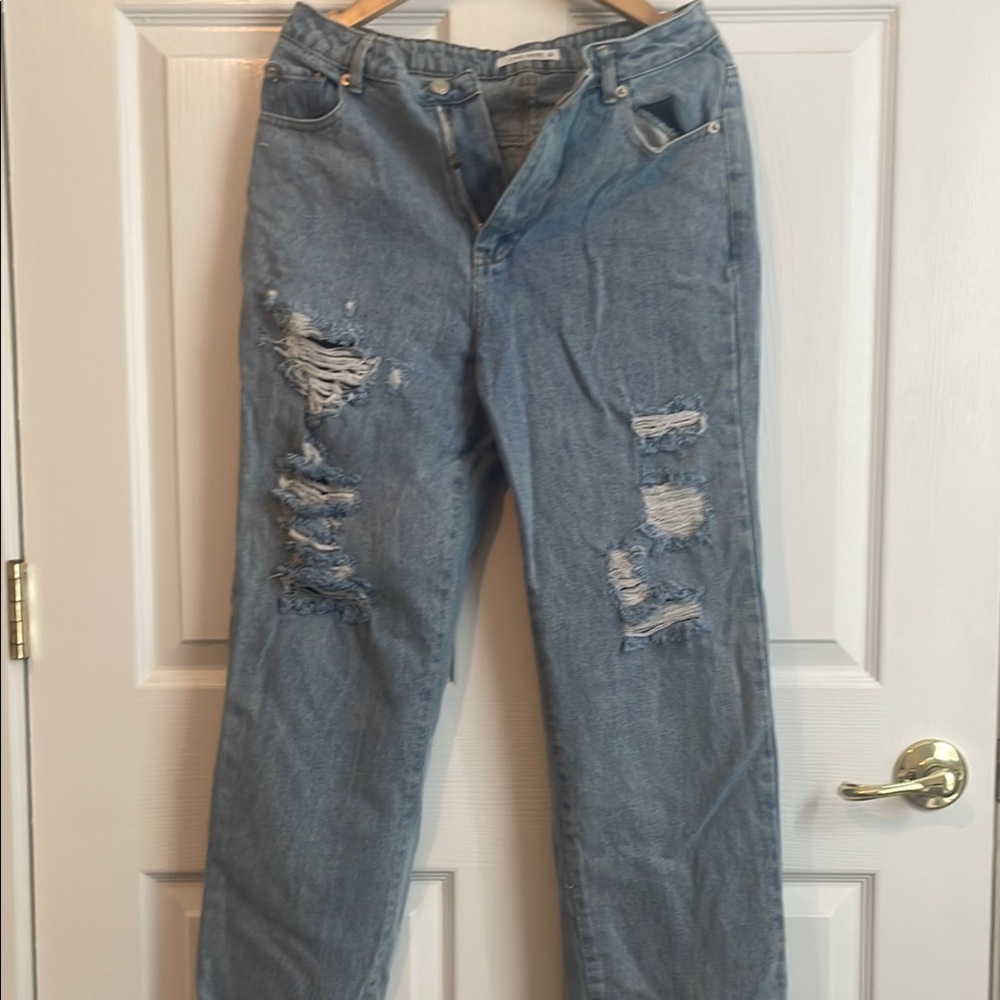 12th Tribe Blue Boyfriend Jeans Distressed Style